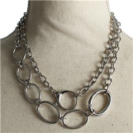 Oval Double Chain Necklace