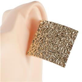 Metal Hammered Square Clip-On Earring