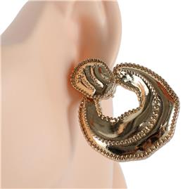 Metal Dangling Round Clip-On  Earring