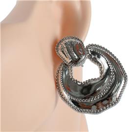 Metal Dangling Round Clip-On  Earring