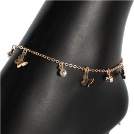 Metal Stones Charms Butterfly Anklet
