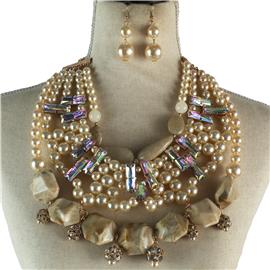 Pearl Natural Chunky Necklace Set