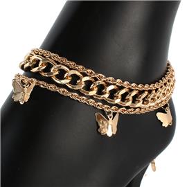 Metal Charms Butterfly Anklet