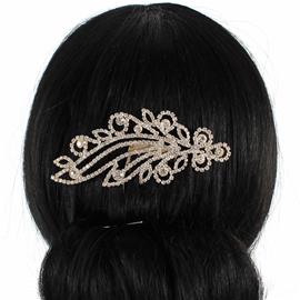 Rhinestones Leaves Hair Comb