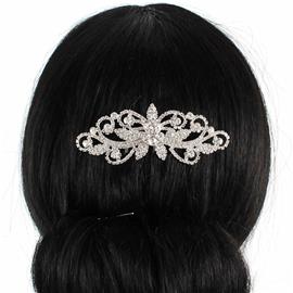 Rhinestones Swirl Flower Hair Comb