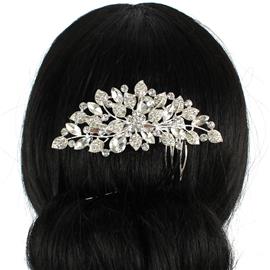 Crystal Leaf Flower Hair Comb