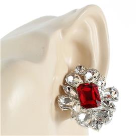 Crystal Oval Square Clip-On Earring
