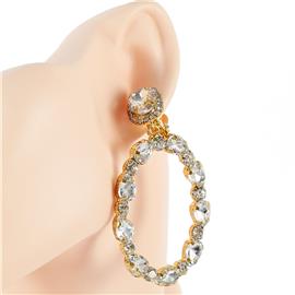 Crystal Dangling Oval Clip-On Earring