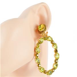 Crystal Dangling Oval Clip-On Earring