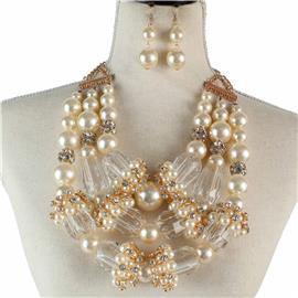 Fashion Pearl Stones Necklace Set
