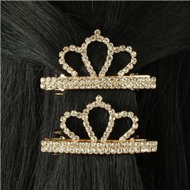 Rhinestones Crown Double Hair Clip