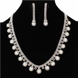 Pearl Rhinestones Necklace Set
