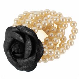 Pearl With Flower Stretch Bracelet