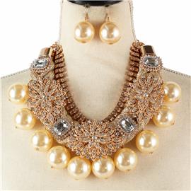 Pearl Bib Style Necklace Set