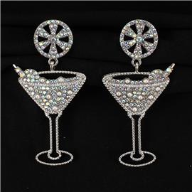 Rhinestones Cocktail Glass Earring