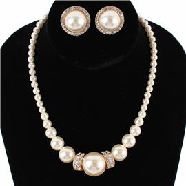 Clip On Pearl Necklace Set