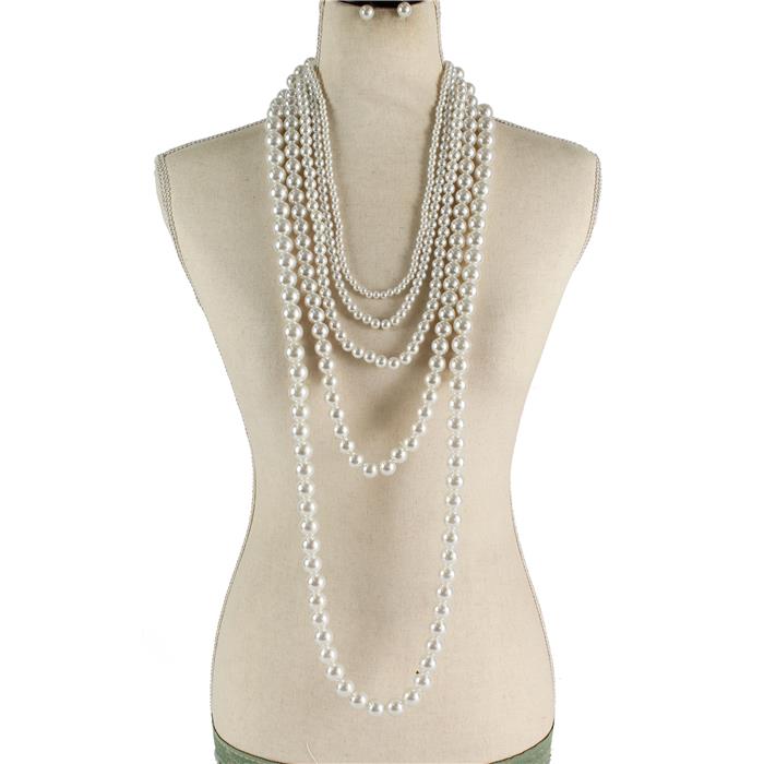Pearl 5 Layer Necklace Set - D&D Florida Import