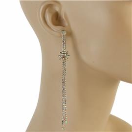 Rhinestones Long Flower Earring