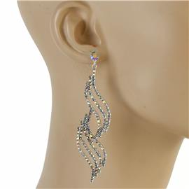 Rhinestones Swirl Long Earring