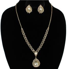 Rhinestones Teardrop Neckace Set