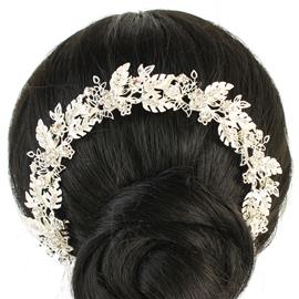 Crystal Tear-Leaf Hair Comb