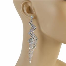 Rhinestones Zic Zac Long Earring