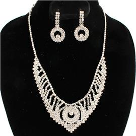 Rhinestone Round Necklace Set