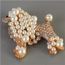 Poodle Pearls Brooch