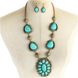 Western Style Turquoise Necklace Set