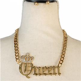 Metal Chain Queen Necklace Set