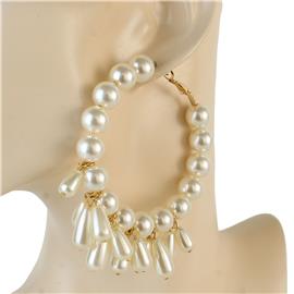 Pearls Dangling Hoop Earring