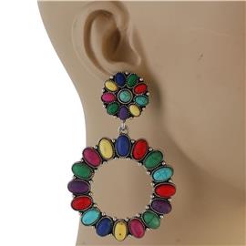 Turquoise Circle Flower Earring