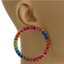 Rainbow Rhinestone Round Earring
