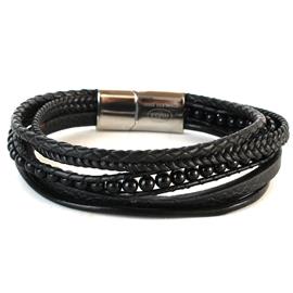 Leather Stainless Steel Layereds Bracelet