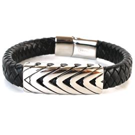 Leather Stainless Steel Detailed Bracelet