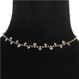 Rhinestone Round Back Drop Choker