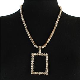 Rhinestone Rectangle Necklace