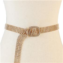 Rhinestone 7 Line Buckle Belt