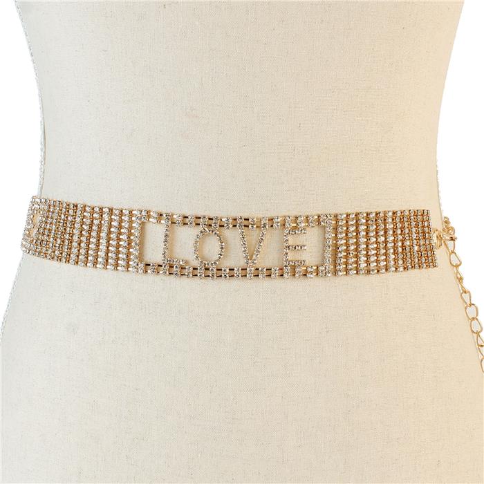 Rhinestone Love Belt - D&D Florida Import