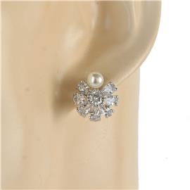 CZ Pearl Flower Earring