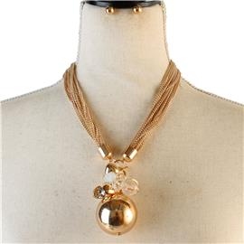 Fashion Metal Drop MultiChain Necklace Set