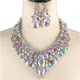 Crystal Tear Shape Necklace Set