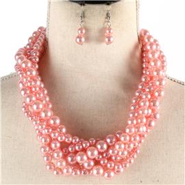 Braided Pearl Necklace Set