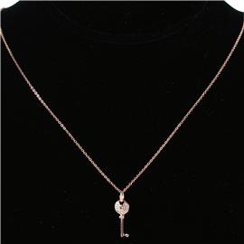 CZ Pendant Key Necklace