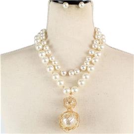 Pearl Double Layered Necklace Set