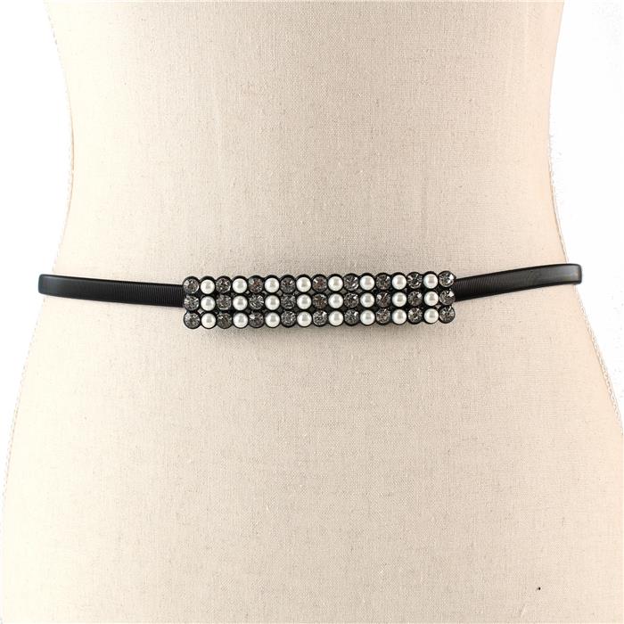 Pearl Metal Stretch Belt - DDFLimport.com (Wholesale Fashion Jewelry)