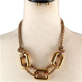 Linked Metal Necklace Set