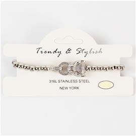 Stainless Steel CZ Stretch Bracelet