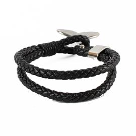 Stainless Steel Leather Shark Tail Bracelet