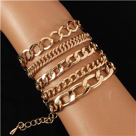 5 Layered Metal Link Bracelet